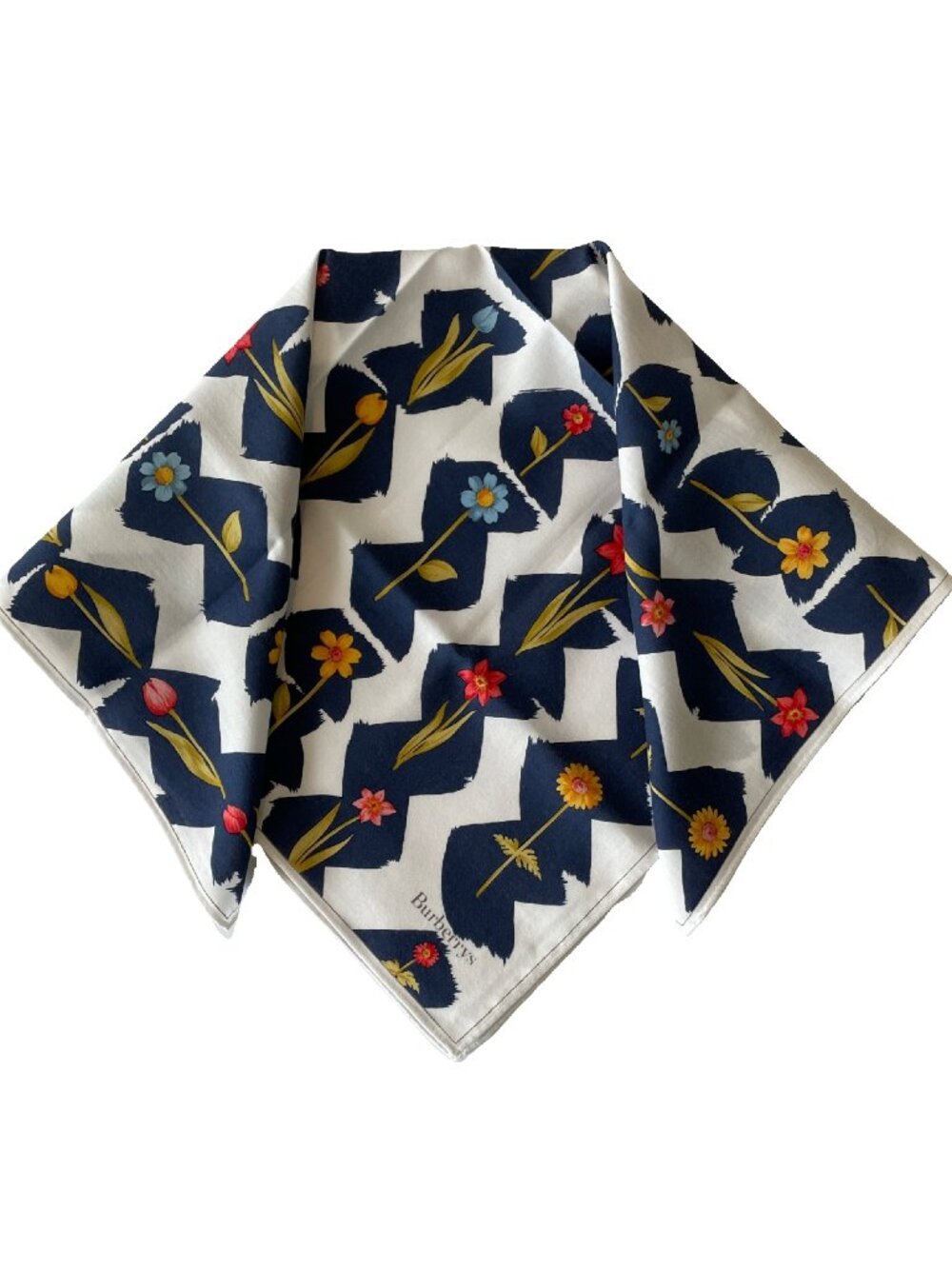Vintage Burberrys Cotton Scarf Graphic Floral